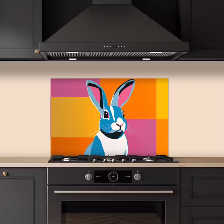 Spatscherm keuken - Haas - Kleurvakken - Oren - Roze — 2