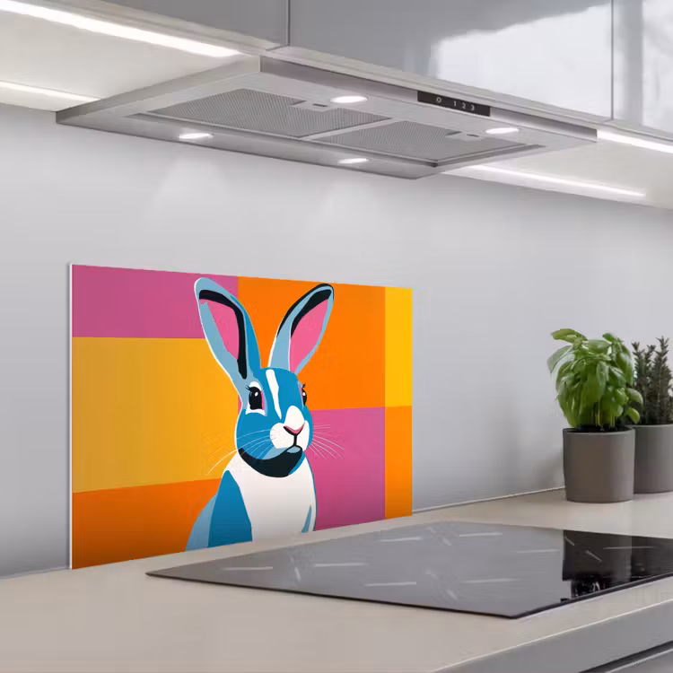 Spatscherm keuken - Haas - Kleurvakken - Oren - Roze — 5
