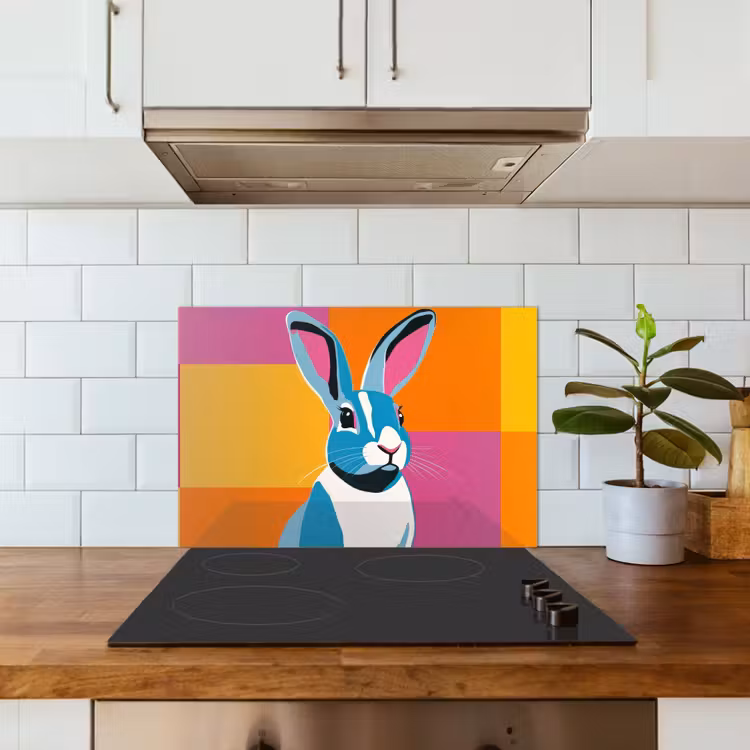 Spatscherm keuken - Haas - Kleurvakken - Oren - Roze — 6