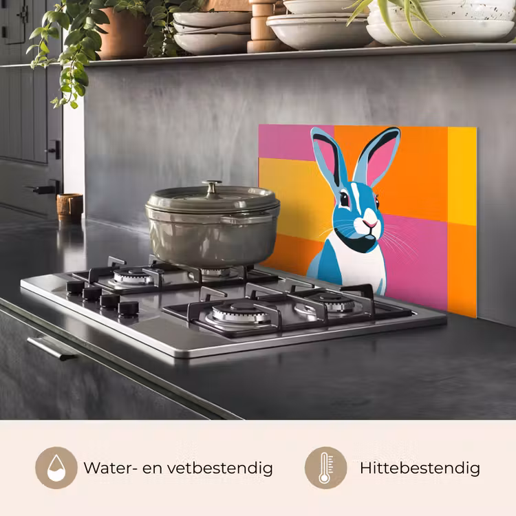 Spatscherm keuken - Haas - Kleurvakken - Oren - Roze — 7