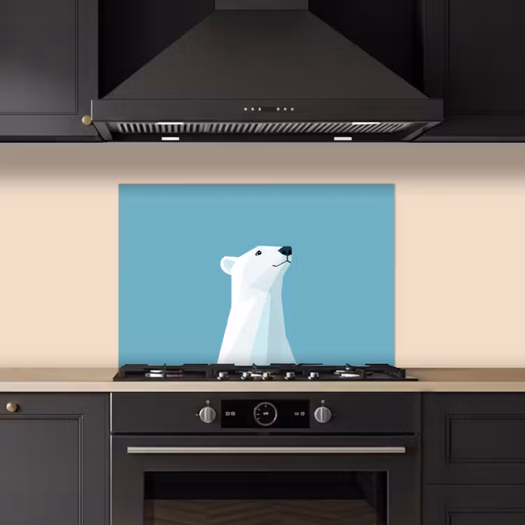 Spatscherm keuken - Ijsbeer - Lichtblauw - Minimalistisch — 2