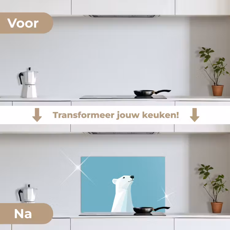 Spatscherm keuken - Ijsbeer - Lichtblauw - Minimalistisch — 3