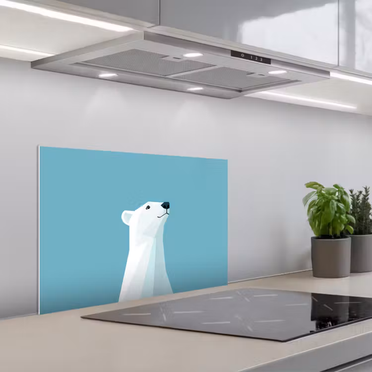 Spatscherm keuken - Ijsbeer - Lichtblauw - Minimalistisch — 5