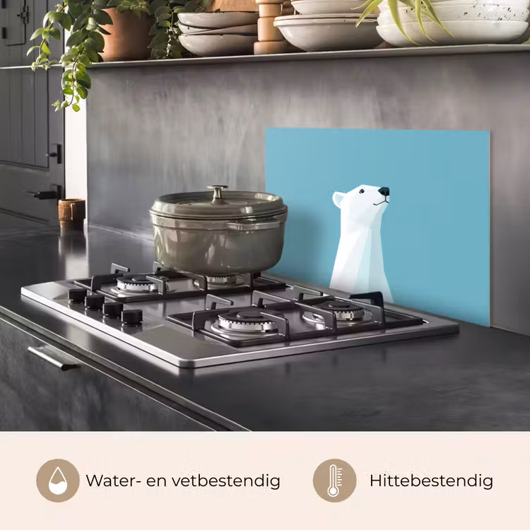 Spatscherm keuken - Ijsbeer - Lichtblauw - Minimalistisch — 7