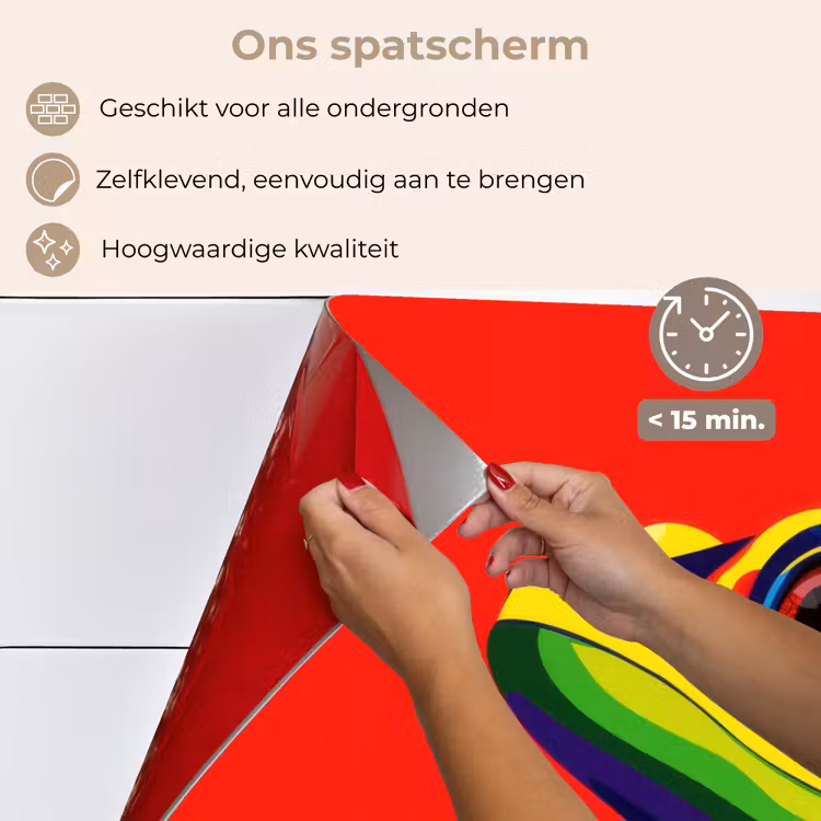 Spatscherm keuken - Kikker - Kleurrijk - Strepen - Ogen — 4