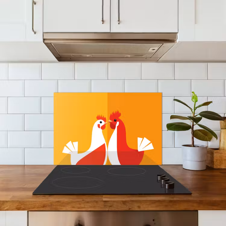 Spatscherm keuken - Kippen - Oranje - Vlakken — 6