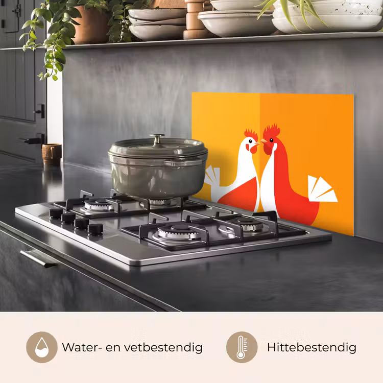 Spatscherm keuken - Kippen - Oranje - Vlakken — 7