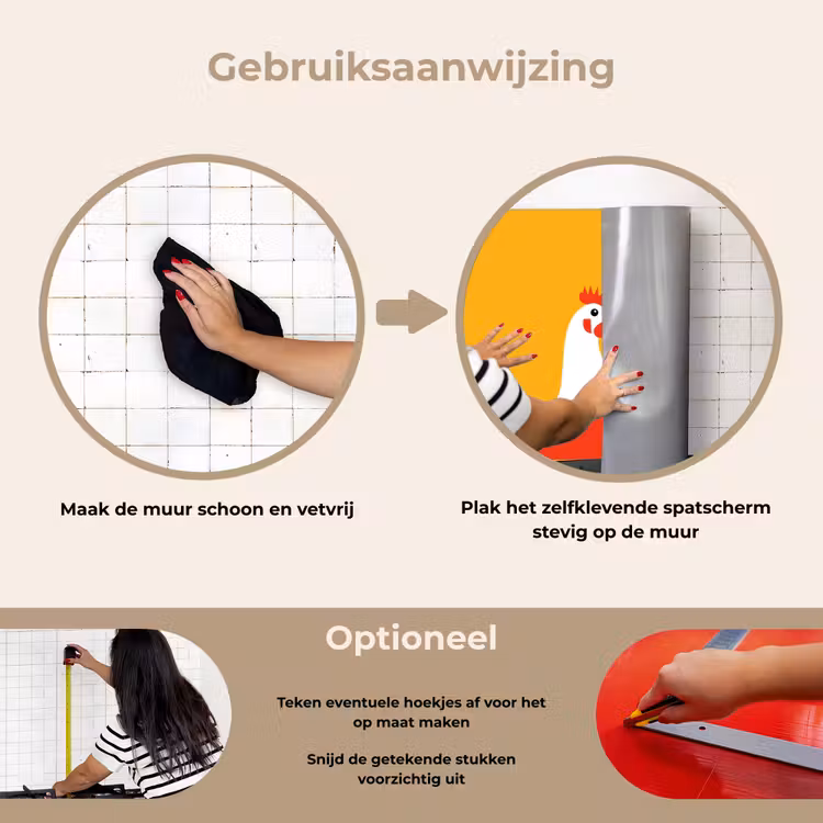 Spatscherm keuken - Kippen - Oranje - Vlakken — 8
