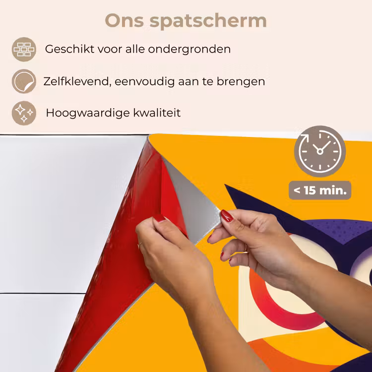 Spatscherm keuken - Uil - Grafisch - Kleurrijk - Ogen — 4