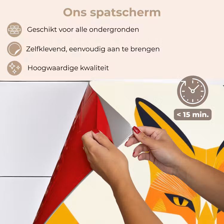 Spatscherm keuken - Vos - Oranje - Abstract - Driehoeken — 4