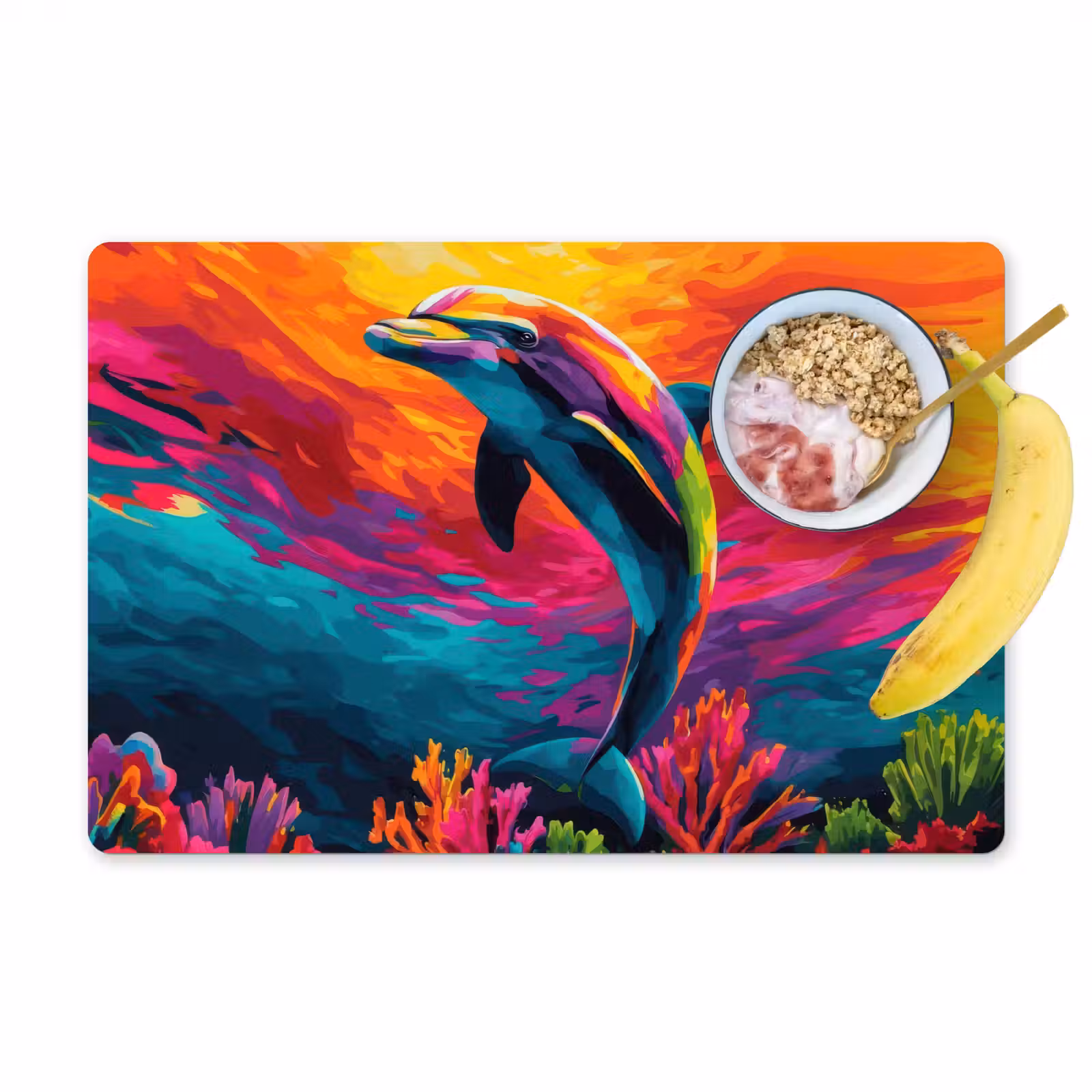 Placemat - 6 stuks - Dolfijn - Kleurrijk - Oceaan - Koraal — 1