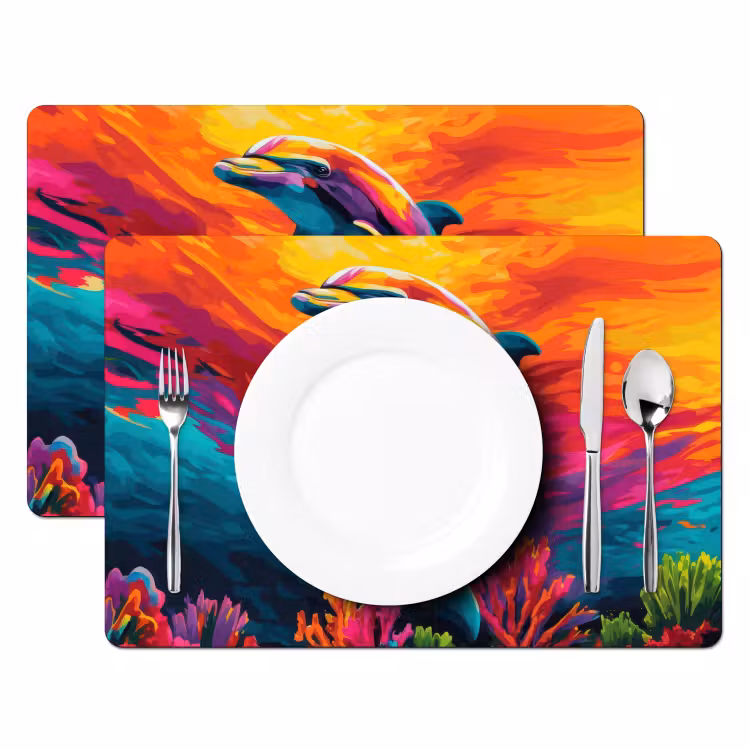 Placemat - 6 stuks - Dolfijn - Kleurrijk - Oceaan - Koraal — 2