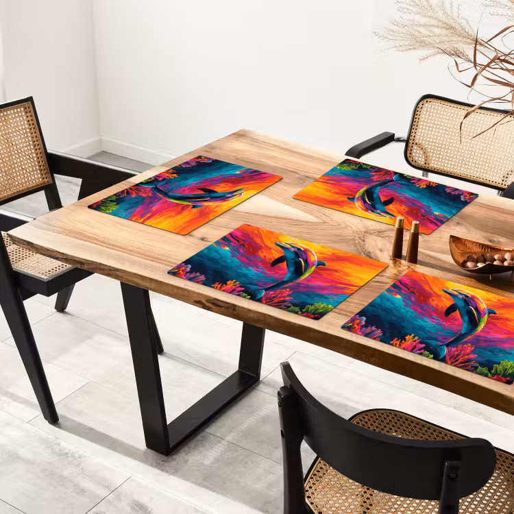 Placemat - 6 stuks - Dolfijn - Kleurrijk - Oceaan - Koraal — 5