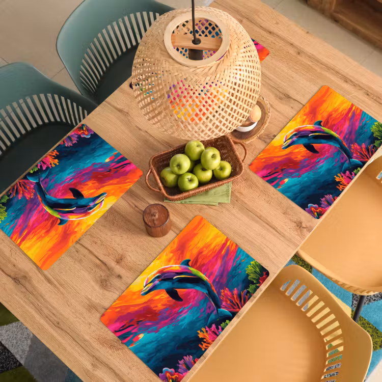 Placemat - 6 stuks - Dolfijn - Kleurrijk - Oceaan - Koraal — 6