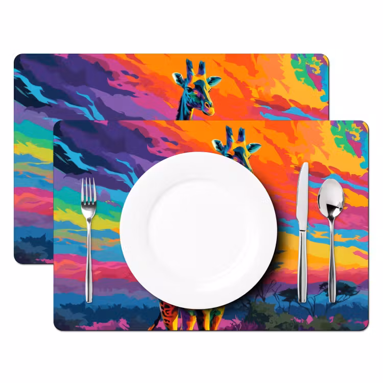 Placemat - 6 stuks - Giraffe - Savanna - Lucht - Gekleurd — 2