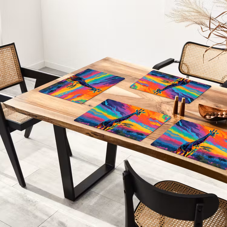 Placemat - 6 stuks - Giraffe - Savanna - Lucht - Gekleurd — 5