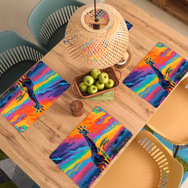 Placemat - 6 stuks - Giraffe - Savanna - Lucht - Gekleurd — 6