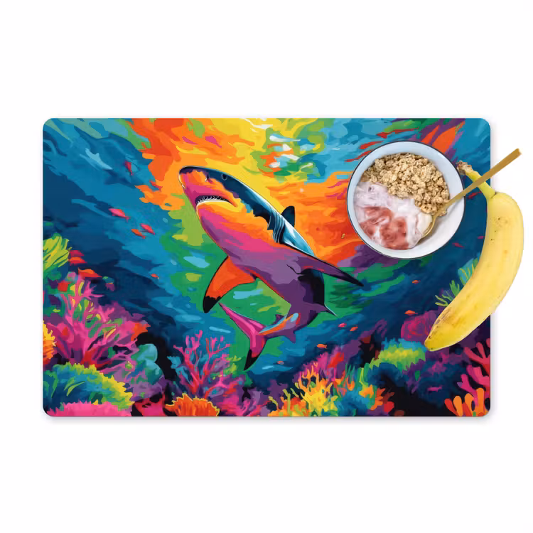 Placemat - 6 stuks - Haai - Koraalrif - Abstract - Kleurrijk — 1