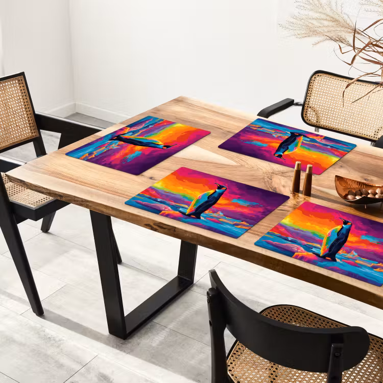 Placemat - 6 stuks - Ijsschots - Pinguïn - Abstract - Lucht — 5