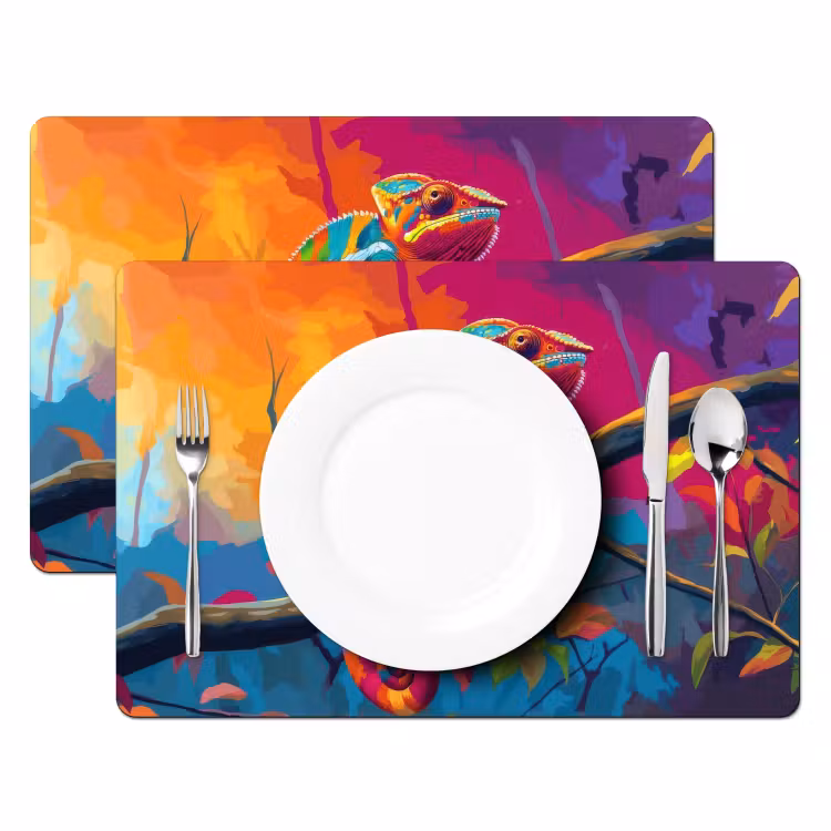 Placemat - 6 stuks - Kameleon - Tak - Gestreept - Bladeren — 2