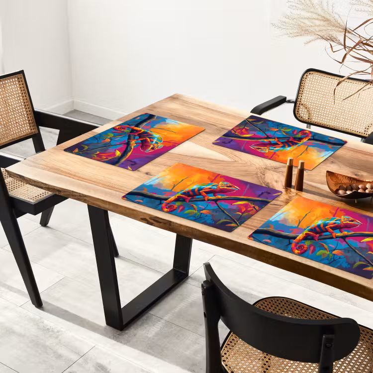 Placemat - 6 stuks - Kameleon - Tak - Gestreept - Bladeren — 5