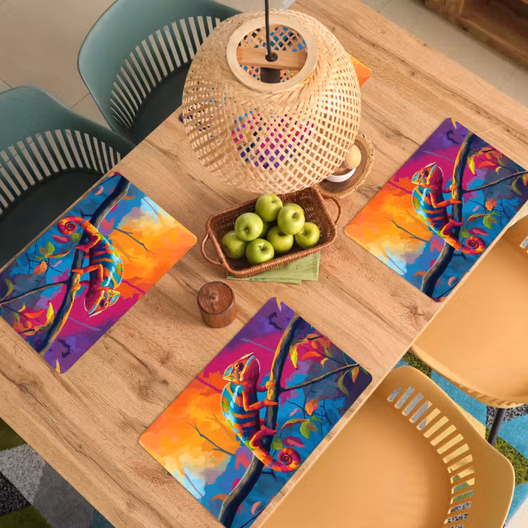Placemat - 6 stuks - Kameleon - Tak - Gestreept - Bladeren — 6