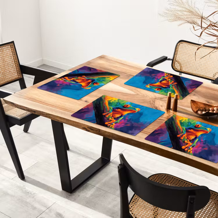 Placemat - 6 stuks - Kikker - Felgekleurd - Tak - Regenboog — 5