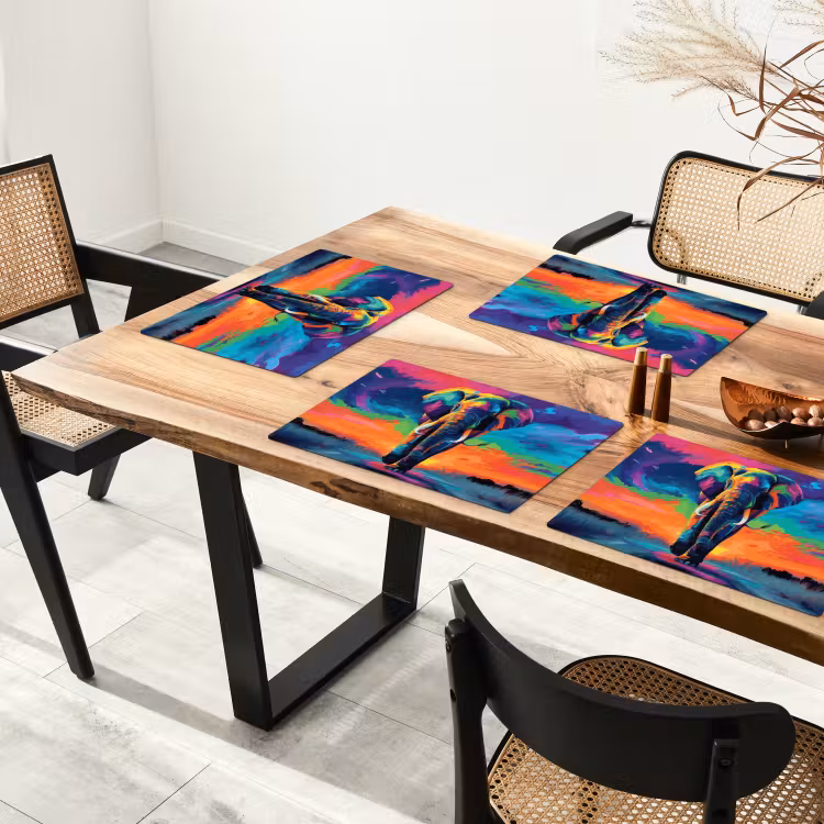 Placemat - 6 stuks - Olifant - Kleurrijk - Lucht - Abstract — 5