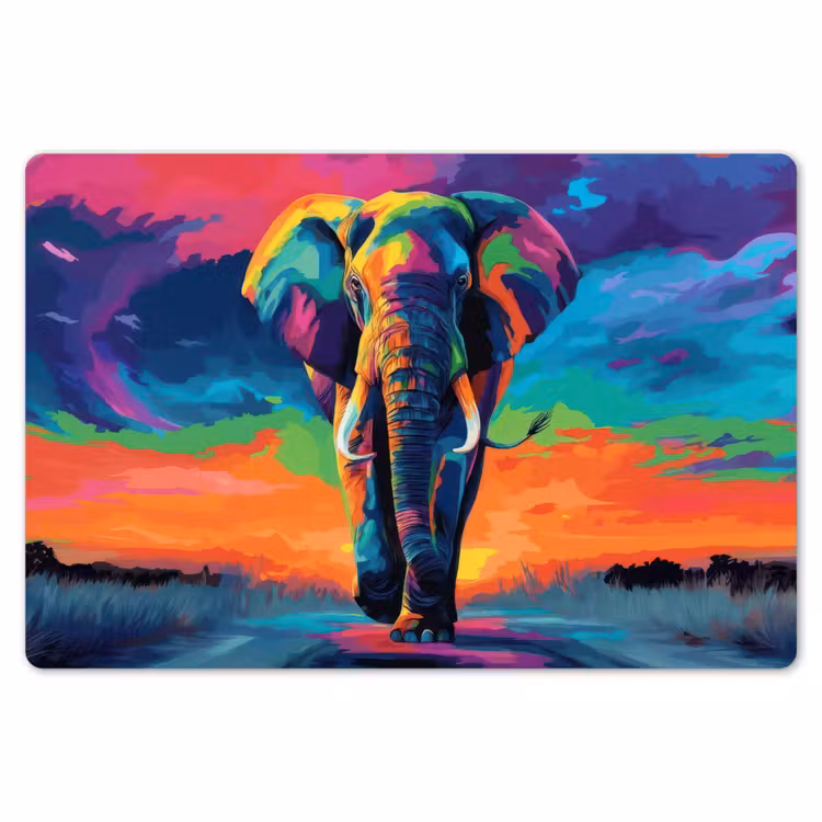 Placemat - 6 stuks - Olifant - Kleurrijk - Lucht - Abstract — 7
