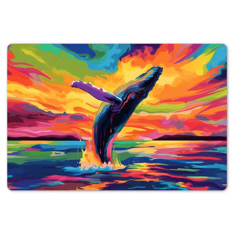 Placemat - 6 stuks - Zonsondergang - Walvis - Geschilderd - Kleurrijk — 7