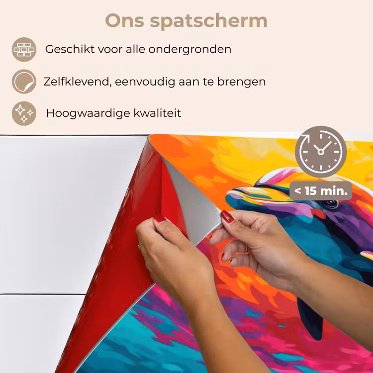 Spatscherm keuken - Dolfijn - Kleurrijk - Oceaan - Koraal — 4