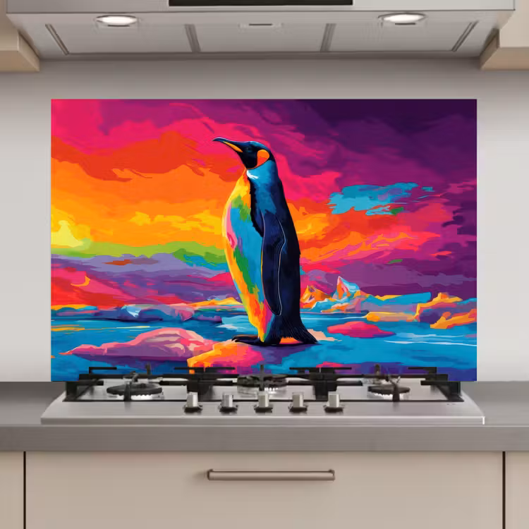 Spatscherm keuken - Ijsschots - Pinguïn - Abstract - Lucht — 1