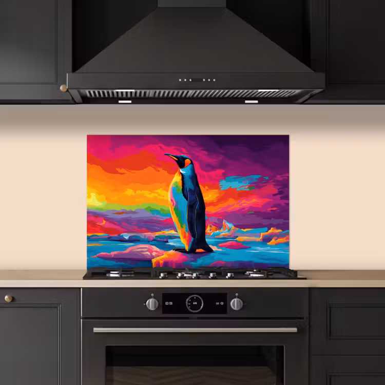 Spatscherm keuken - Ijsschots - Pinguïn - Abstract - Lucht — 2