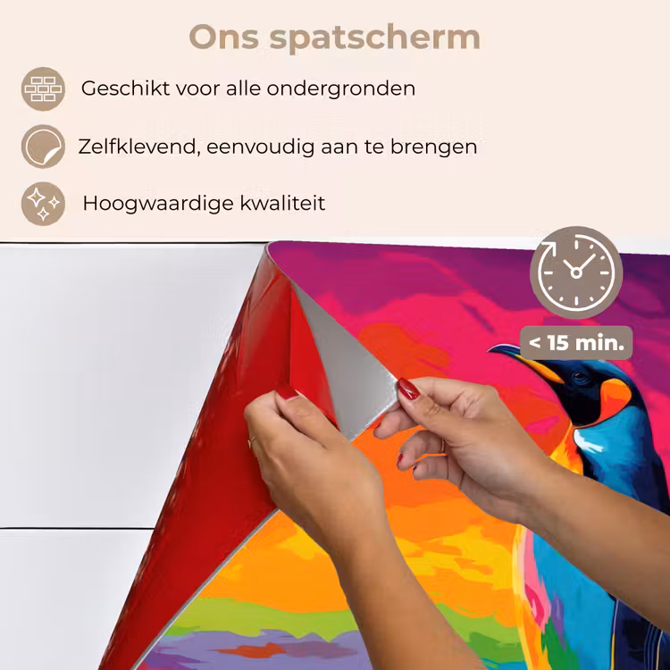 Spatscherm keuken - Ijsschots - Pinguïn - Abstract - Lucht — 4