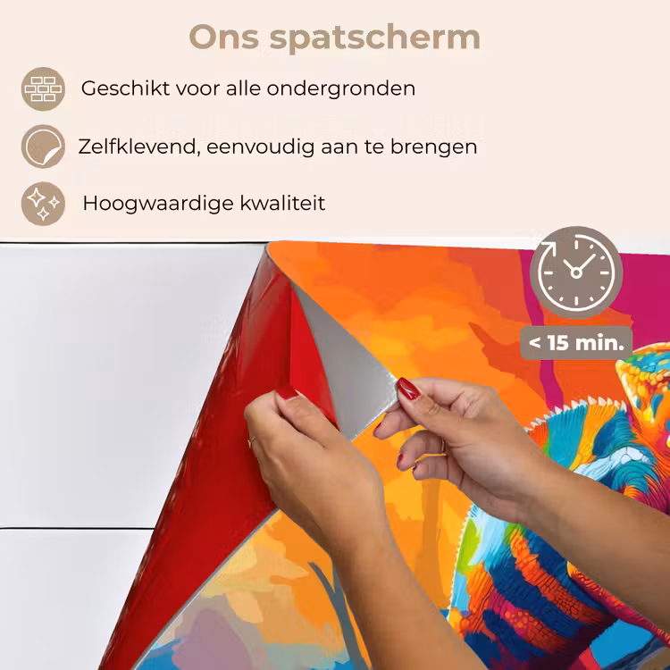 Spatscherm keuken - Kameleon - Tak - Gestreept - Bladeren — 4