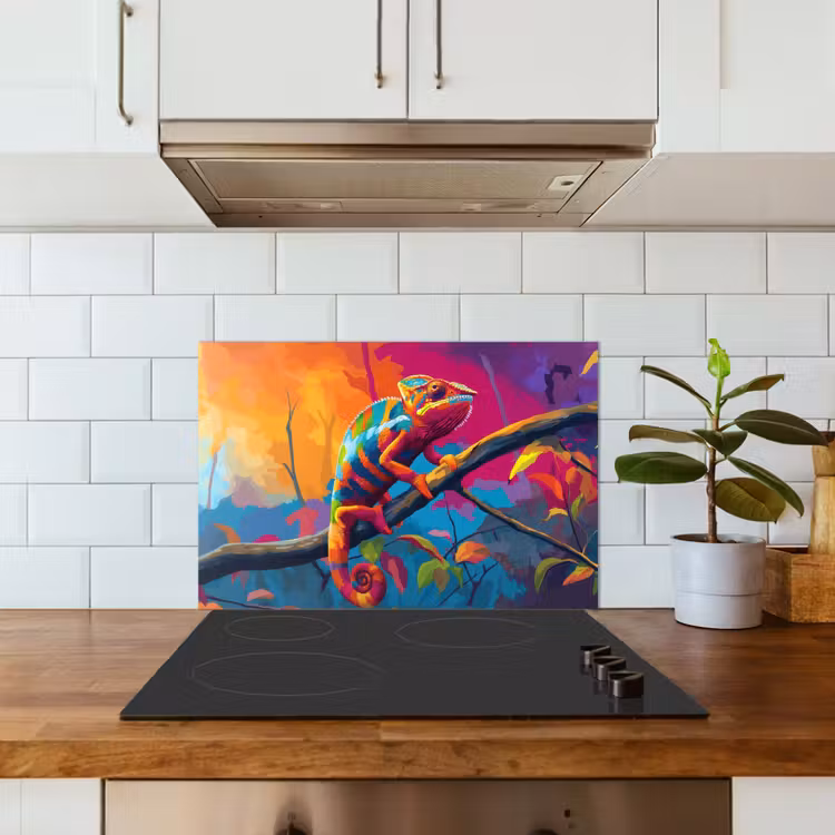 Spatscherm keuken - Kameleon - Tak - Gestreept - Bladeren — 6