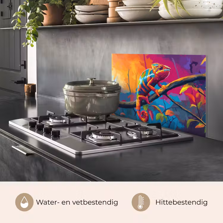 Spatscherm keuken - Kameleon - Tak - Gestreept - Bladeren — 7