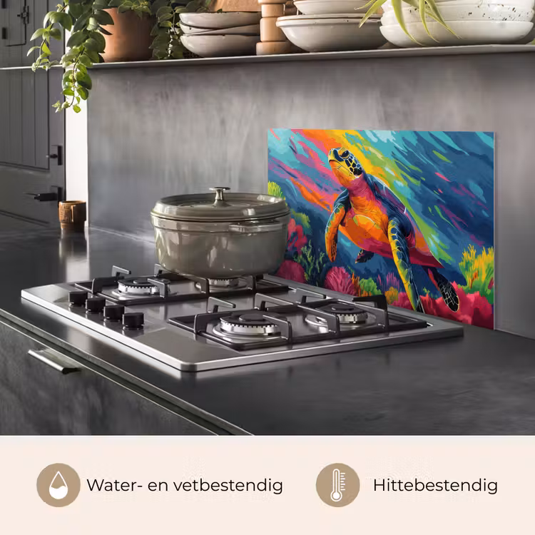 Spatscherm keuken - Koraal - Schildpad - Abstract - Water — 7