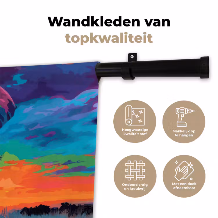 Wandkleed - Olifant - Kleurrijk - Lucht - Abstract — 3