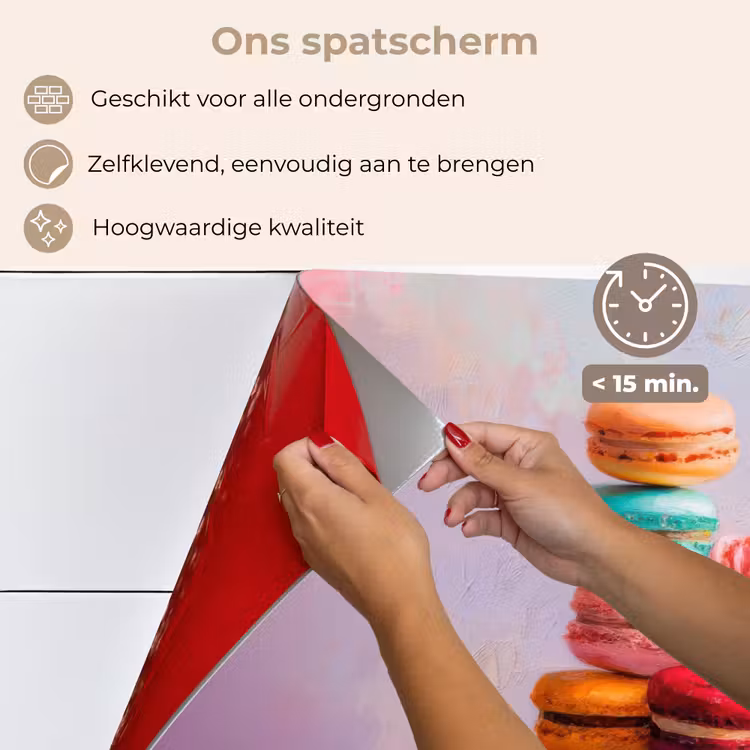 Spatscherm keuken - Macarons - Schaal - Pastel - Kleurrijk — 4