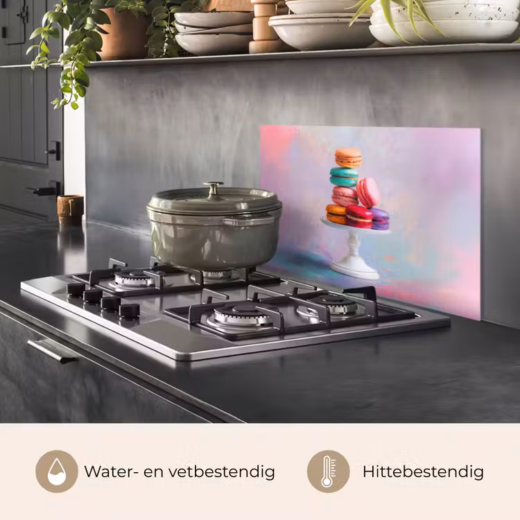 Spatscherm keuken - Macarons - Schaal - Pastel - Kleurrijk — 7
