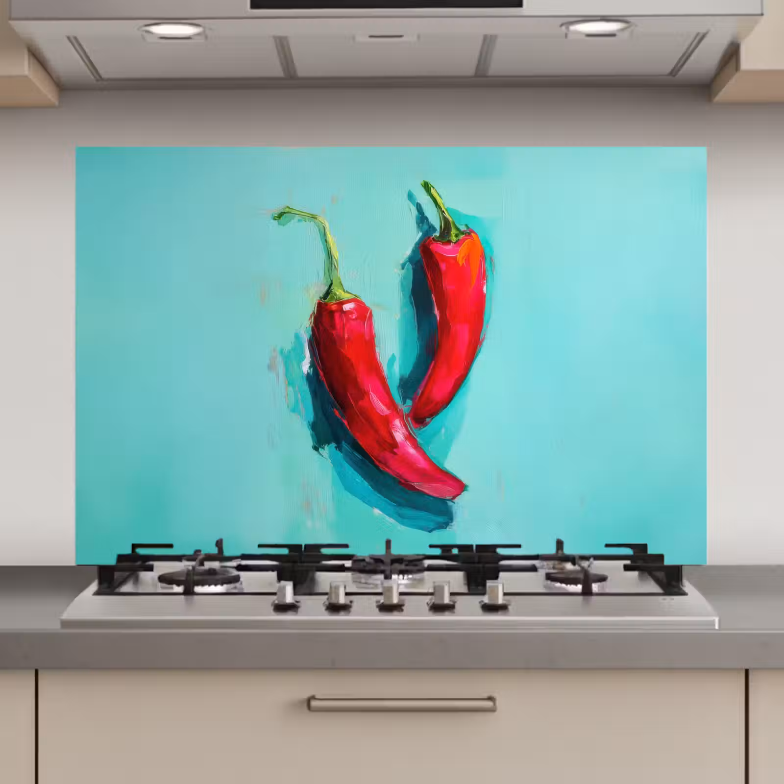 Spatscherm keuken - Chilipepers - Geverfd - Rood — 1