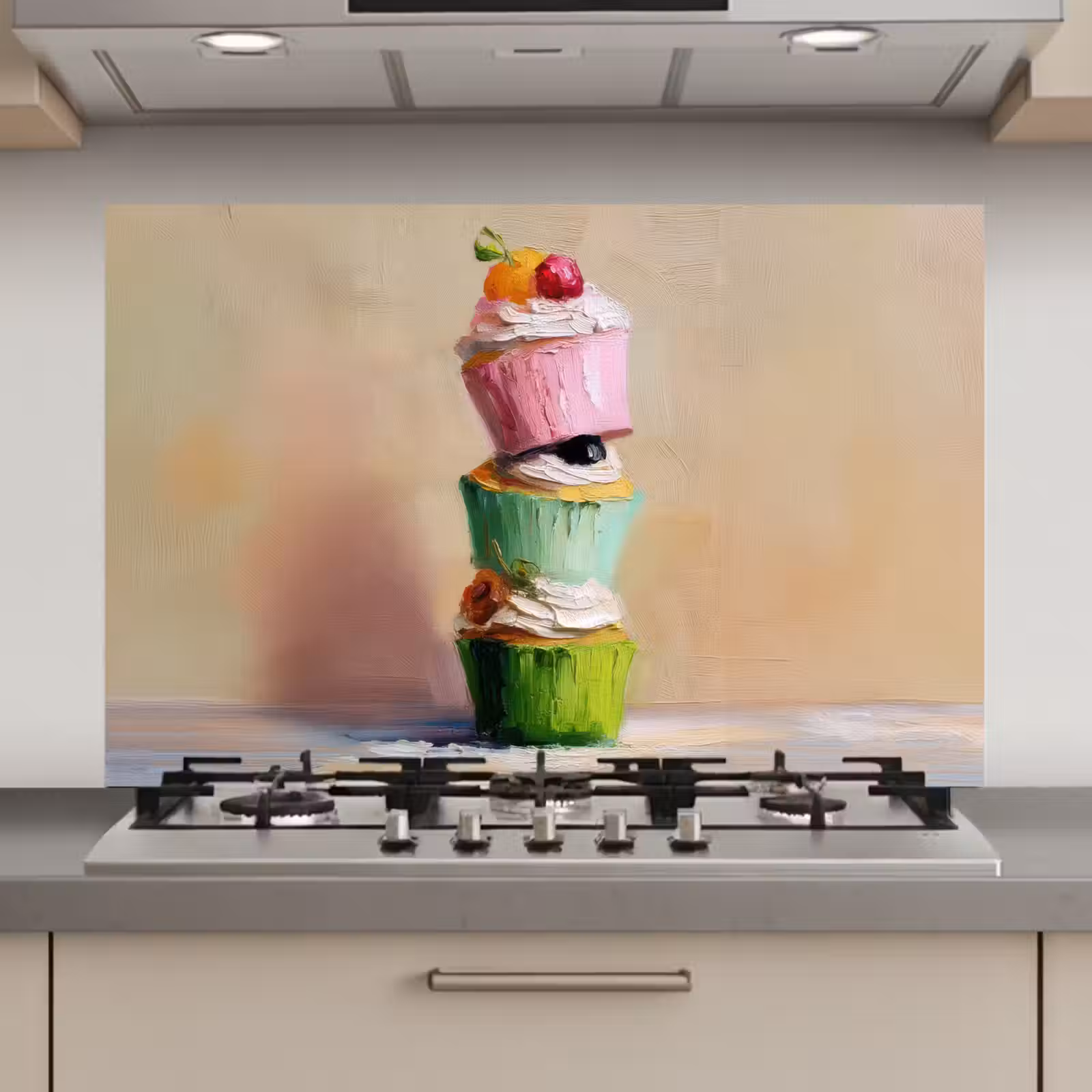 Spatscherm keuken - Cupcakes - Gestapeld - Kleurrijk - Fruit — 1