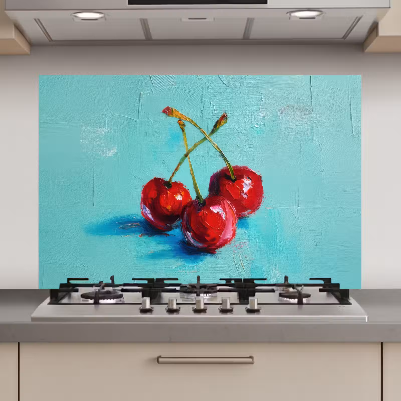 Spatscherm keuken - Kersen - Rood - Drie - Geverfd — 1