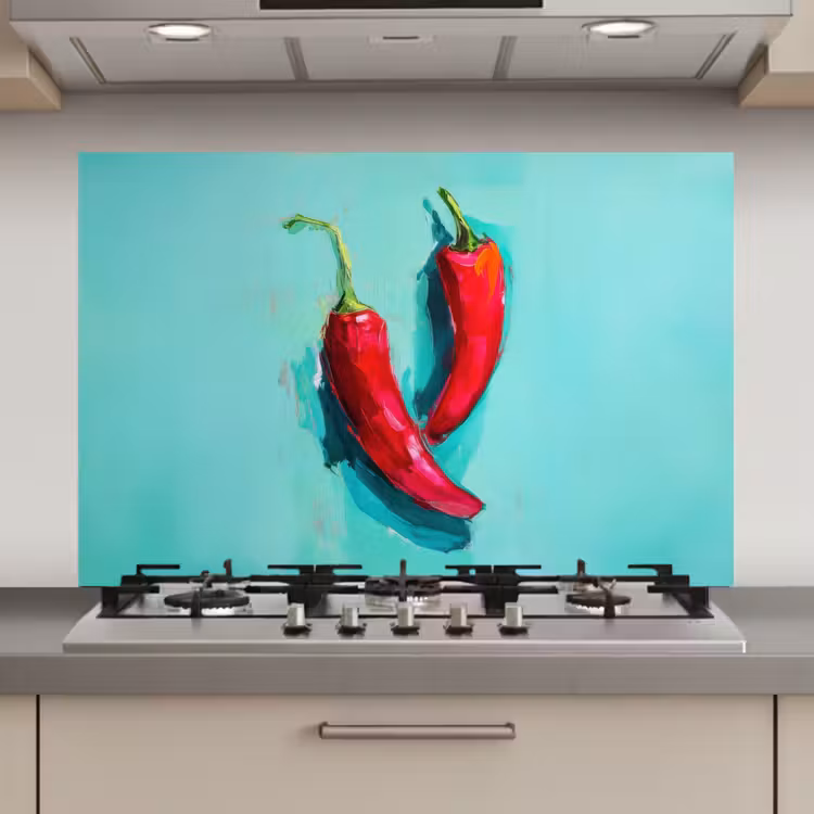 Spatscherm keuken - Chilipepers - Geverfd - Rood — 1