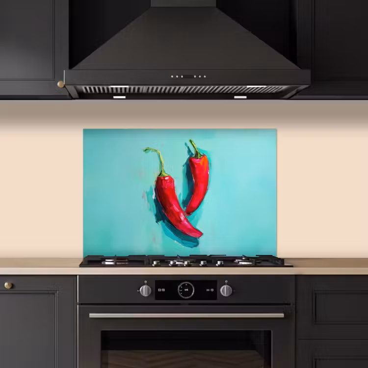 Spatscherm keuken - Chilipepers - Geverfd - Rood — 2