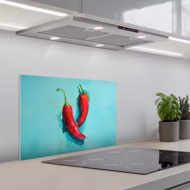 Spatscherm keuken - Chilipepers - Geverfd - Rood — 5