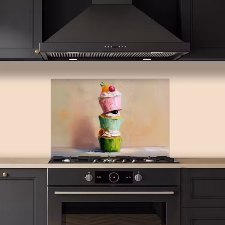 Spatscherm keuken - Cupcakes - Gestapeld - Kleurrijk - Fruit — 2