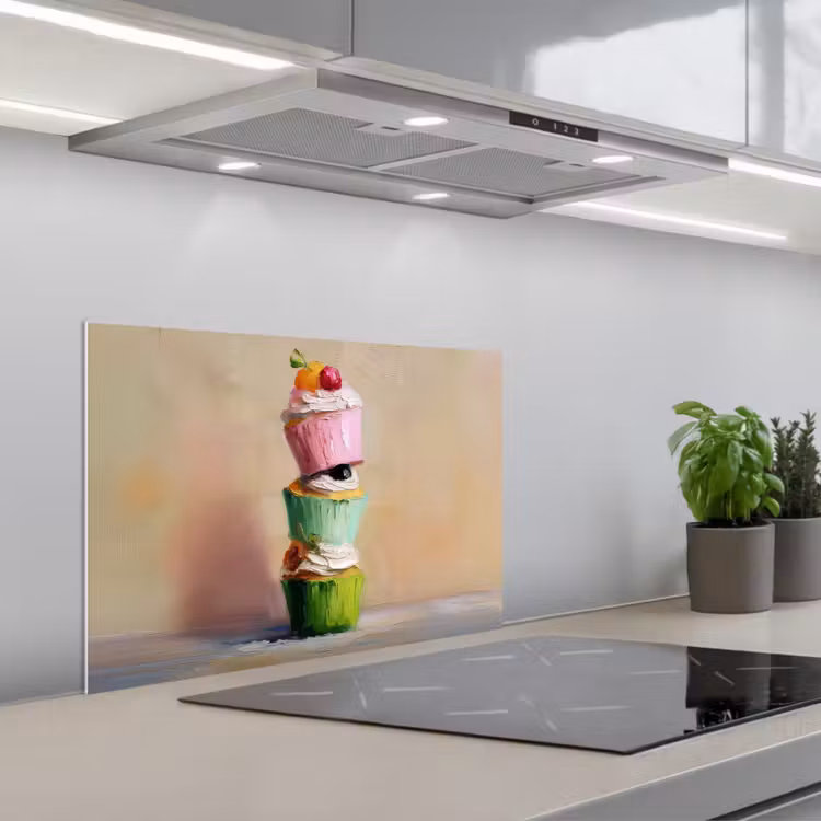 Spatscherm keuken - Cupcakes - Gestapeld - Kleurrijk - Fruit — 5