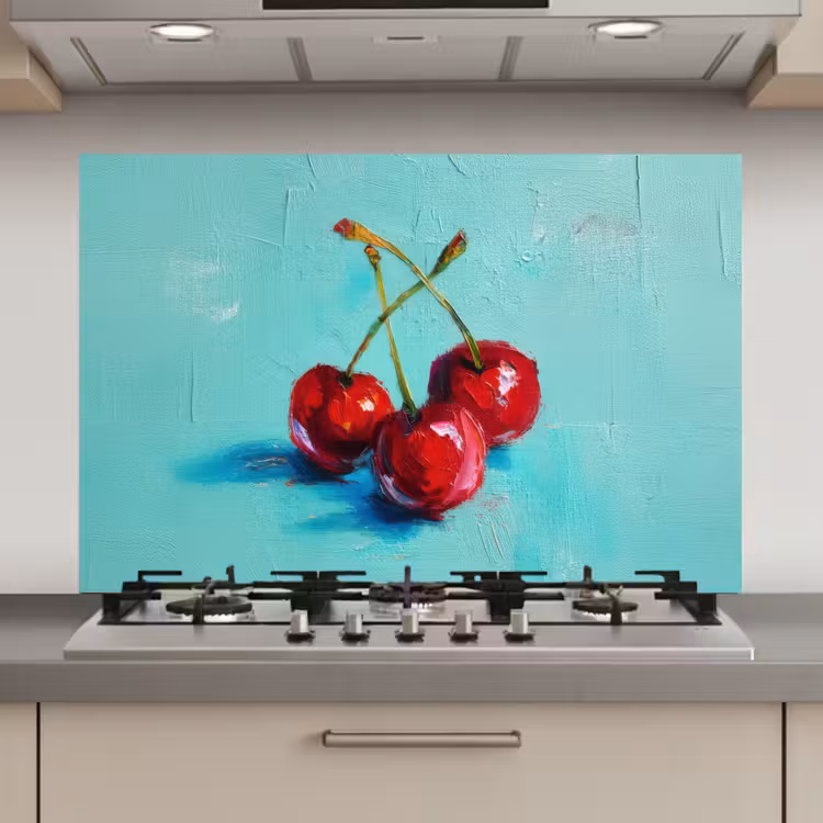 Spatscherm keuken - Kersen - Rood - Drie - Geverfd — 1